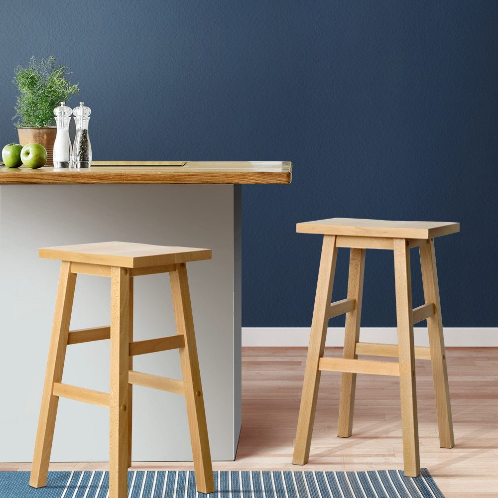 Kyoto Solid Beechwood Bar Stools 66.5cm Natural (Set of 2) - Barstool Express