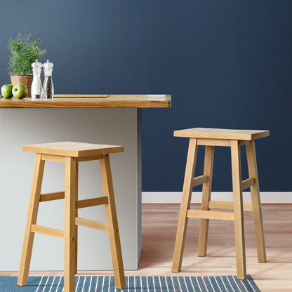 Kyoto Solid Beechwood Bar Stools 66.5cm Natural (Set of 2) - Barstool Express