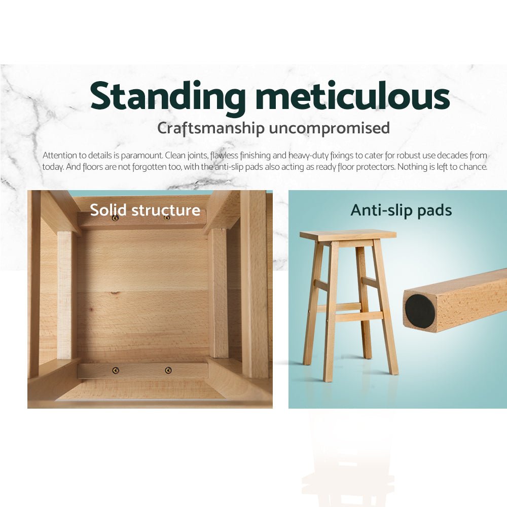 Kyoto Solid Beechwood Bar Stools 66.5cm Natural (Set of 2) - Barstool Express