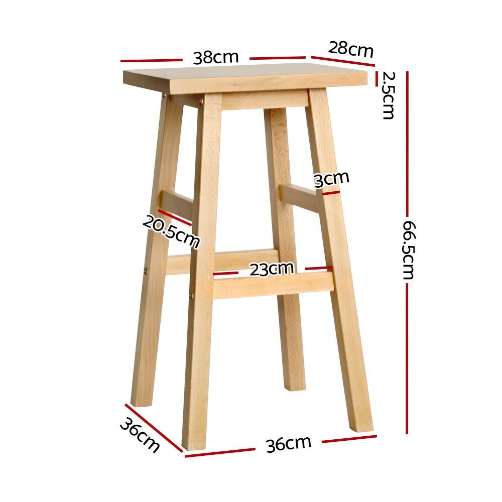 Kyoto Solid Beechwood Bar Stools 66.5cm Natural (Set of 2) - Barstool Express