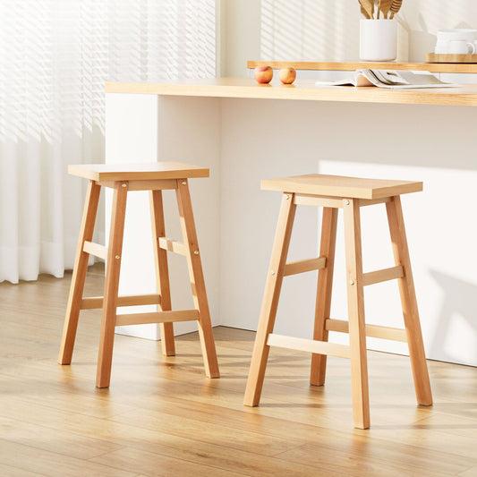 Kyoto Solid Beechwood Bar Stools 66.5cm Natural (Set of 2) - Barstool Express