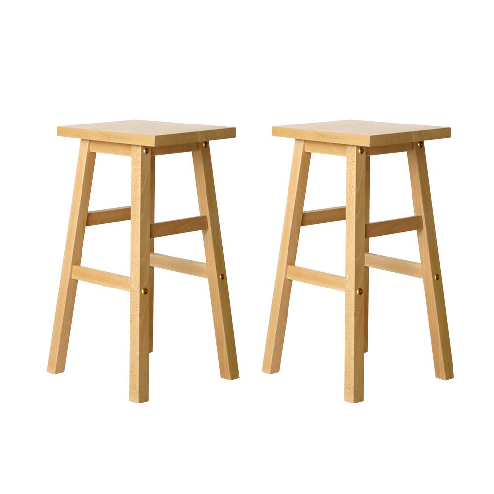 Kyoto Solid Beechwood Bar Stools 66.5cm Natural (Set of 2) - Barstool Express