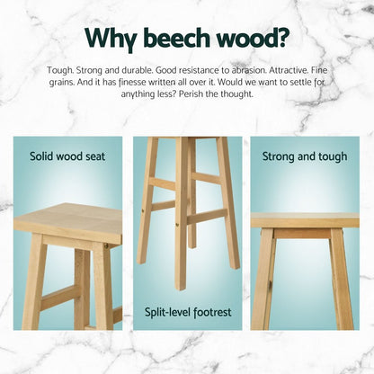 Kyoto Solid Beechwood Bar Stools 66.5cm Natural (Set of 4) - Barstool Express