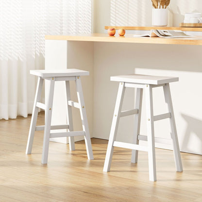 Kyoto Solid Beechwood Bar Stools 66.5cm White (Set of 2) - Barstool Express