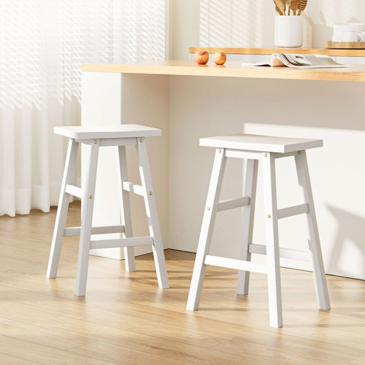 Kyoto Solid Beechwood Bar Stools 66.5cm White (Set of 2) - Barstool Express