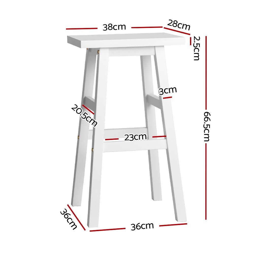 Kyoto Solid Beechwood Bar Stools 66.5cm White (Set of 2) - Barstool Express
