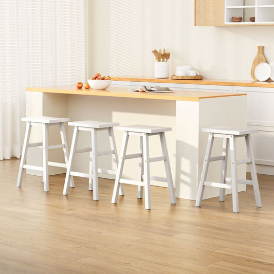 Kyoto Solid Beechwood Bar Stools 66.5cm White (Set of 4) - Barstool Express