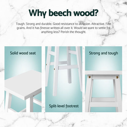 Kyoto Solid Beechwood Bar Stools 66.5cm White (Set of 4) - Barstool Express