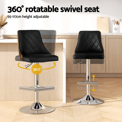 Lennox Leather Bentwood Adjustable Bar Stool Black - Barstool Express