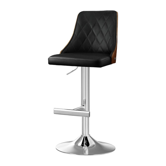 Lennox Leather Bentwood Adjustable Bar Stool Black - Barstool Express