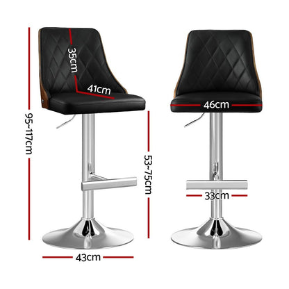 Lennox Leather Bentwood Adjustable Bar Stool Black - Barstool Express