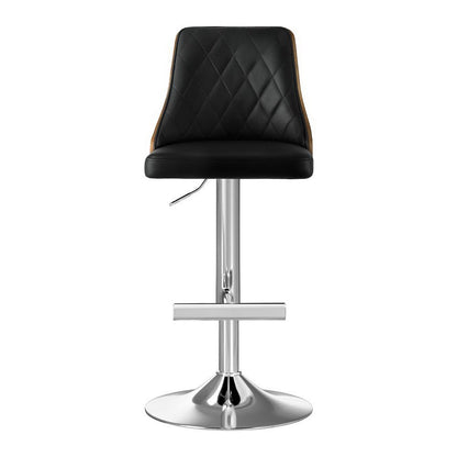 Lennox Leather Bentwood Adjustable Bar Stools Black (Set of 2) - Barstool Express