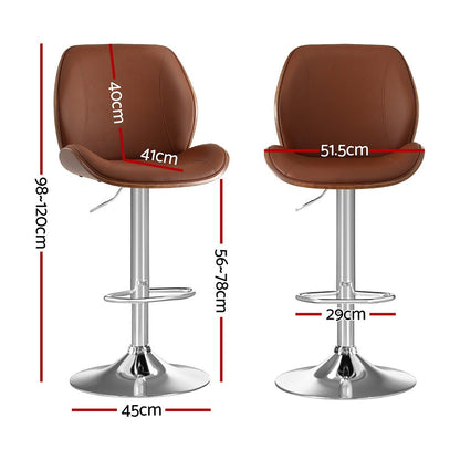 Levi Leather Bentwood Adjustable Bar Stool Brown - Barstool Express