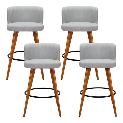 Lilly Linen Fabric Timber Frame Bar Stools 66cm Grey (Set of 4) - Barstool Express