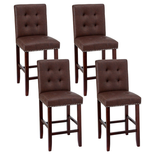 Linda Leather Kitchen Dining Bar Stool Brown (Set of 4) - Barstool Express