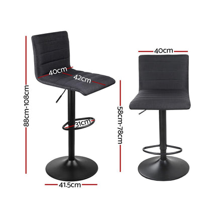 Liv Fabric Adjustable Bar Stools Black (Set of 2) - Barstool Express