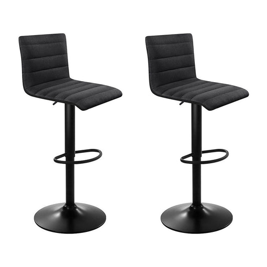 Liv Fabric Adjustable Bar Stools Black (Set of 2) - Barstool Express