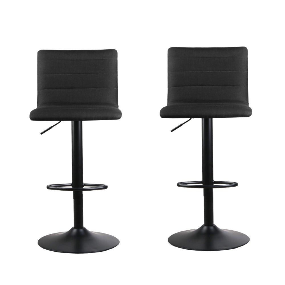 Liv Fabric Adjustable Bar Stools Black (Set of 2) - Barstool Express