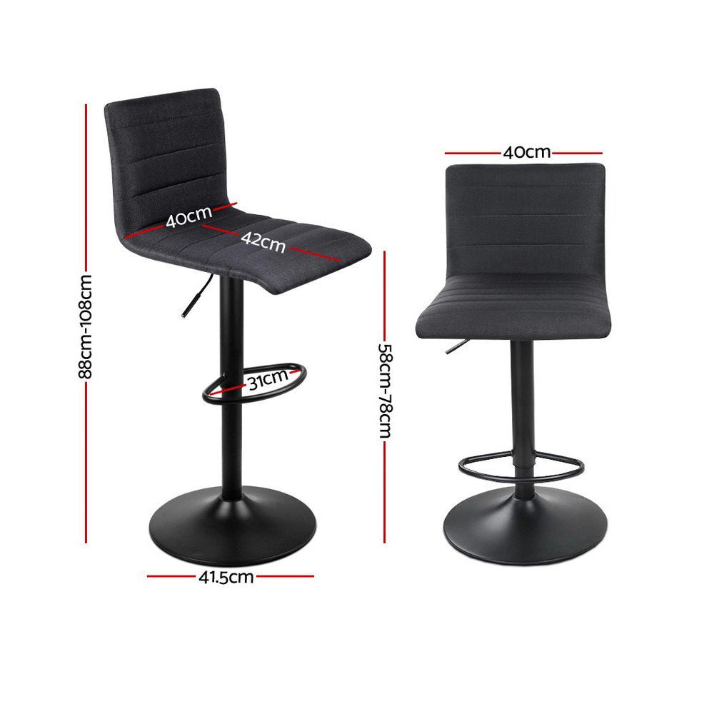 Liv Fabric Adjustable Bar Stools Black (Set of 4) - Barstool Express