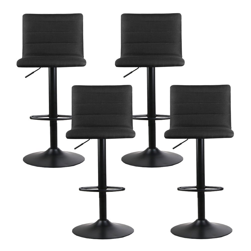 Liv Fabric Adjustable Bar Stools Black (Set of 4) - Barstool Express