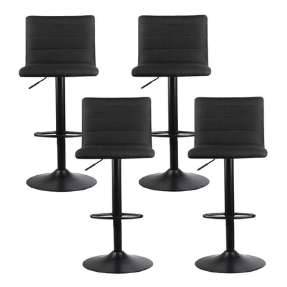 Liv Fabric Adjustable Bar Stools Black (Set of 4) - Barstool Express