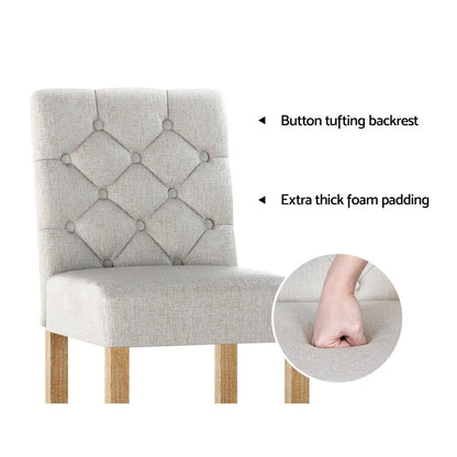 Luna Upholstered Linen Timber Frame Bar Stools 65cm Beige (Set of 2) - Barstool Express