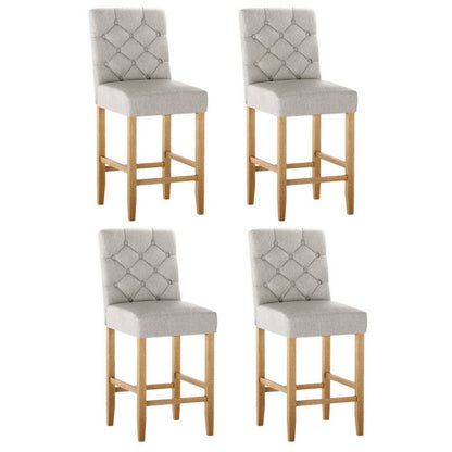 Luna Upholstered Linen Timber Frame Bar Stools 65cm Beige (Set of 4) - Barstool Express