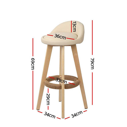 Meeka Leather Padded Swivel Bar Stools 69cm Beige (Set of 2) - Barstool Express
