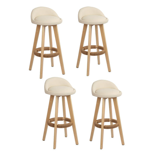 Meeka Leather Padded Swivel Bar Stools 69cm Beige (Set of 4) - Barstool Express