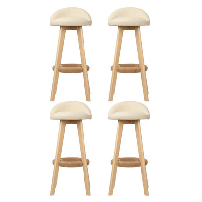 Meeka Leather Padded Swivel Bar Stools 69cm Beige (Set of 4) - Barstool Express