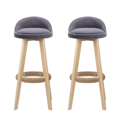 Meeka Linen Fabric Swivel Bar Stools 69cm Grey (Set of 2) - Barstool Express