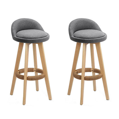 Meeka Linen Fabric Swivel Bar Stools 69cm Grey (Set of 2) - Barstool Express