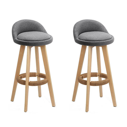 Meeka Linen Fabric Swivel Bar Stools 69cm Grey (Set of 2) - Barstool Express