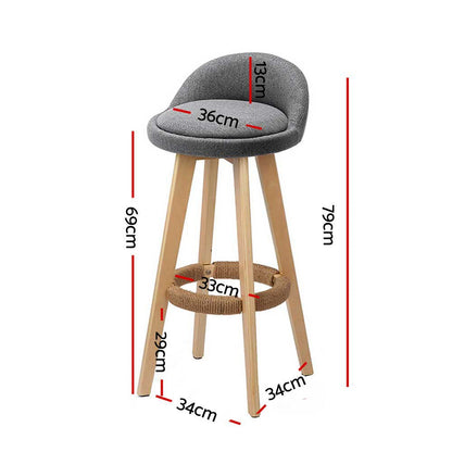 Meeka Linen Fabric Swivel Bar Stools 69cm Grey (Set of 2) - Barstool Express