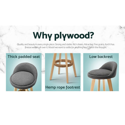 Meeka Linen Fabric Swivel Bar Stools 69cm Grey (Set of 4) - Barstool Express