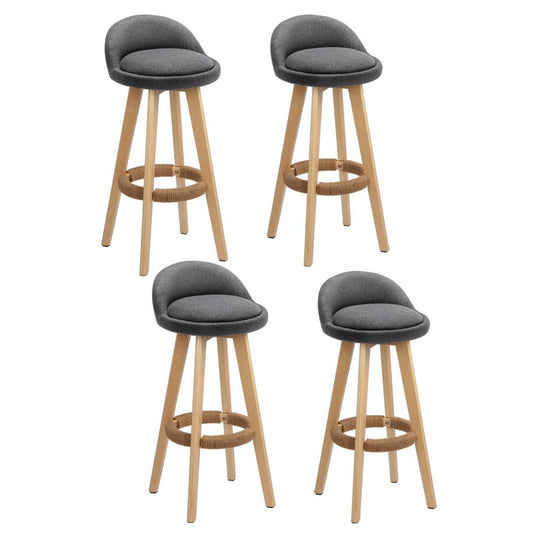 Meeka Linen Fabric Swivel Bar Stools 69cm Grey (Set of 4) - Barstool Express