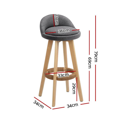 Meeka Linen Fabric Swivel Bar Stools 69cm Grey (Set of 4) - Barstool Express