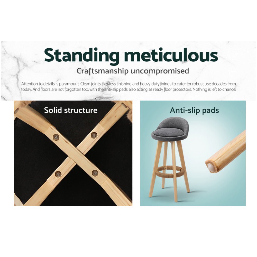 Meeka Linen Fabric Swivel Bar Stools 69cm Grey (Set of 4) - Barstool Express