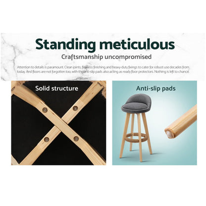 Meeka Linen Fabric Swivel Bar Stools 69cm Grey (Set of 4) - Barstool Express
