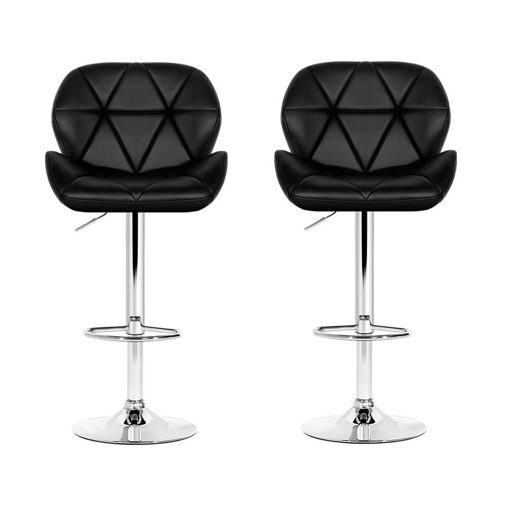Metro Leather Padded Adjustable Bar Stools Black (Set of 2) - Barstool Express