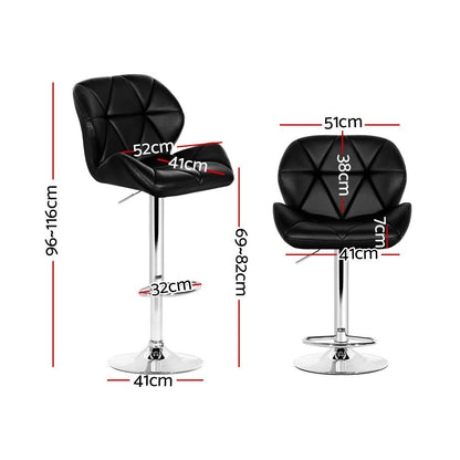 Metro Leather Padded Adjustable Bar Stools Black (Set of 2) - Barstool Express