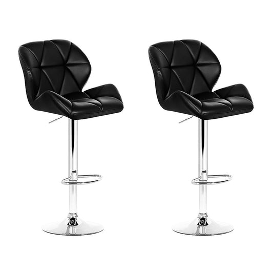 Metro Leather Padded Adjustable Bar Stools Black (Set of 2) - Barstool Express