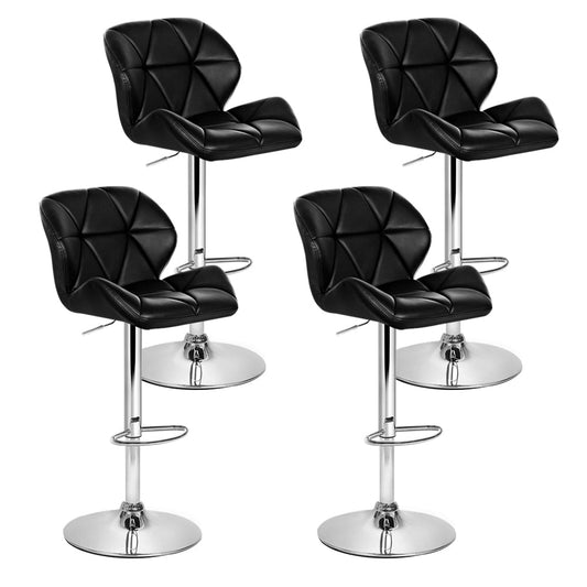 Metro Leather Padded Adjustable Bar Stools Black (Set of 4) - Barstool Express