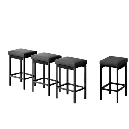 Milan Leather Padded Square Bar Stools 66cm Metal Black (Set of 4) - Barstool Express