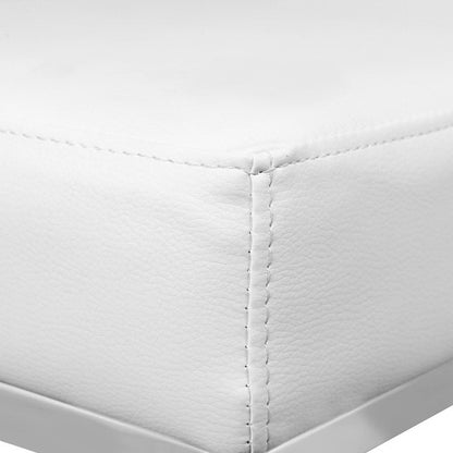 Milan Leather Padded Square Bar Stools 69cm Chrome White (Set of 2) - Barstool Express