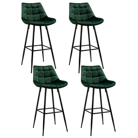 Milla Velvet Bar Stools 76cm Green (Set of 4) - Barstool Express