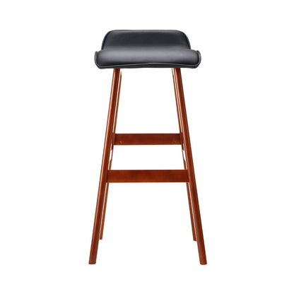 Milo Leather Bentwood Bar Stools 74cm Black (Set of 2) - Barstool Express