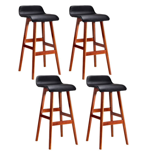 Milo Leather Bentwood Bar Stools 74cm Black (Set of 4) - Barstool Express