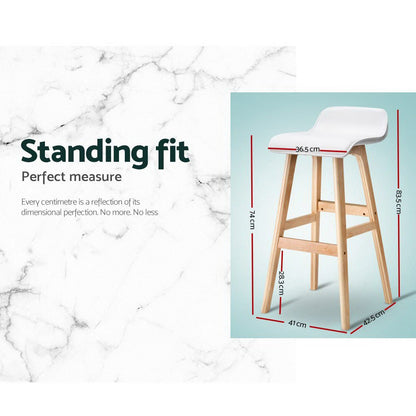 Milo Leather Bentwood Bar Stools 74cm White (Set of 2) - Barstool Express