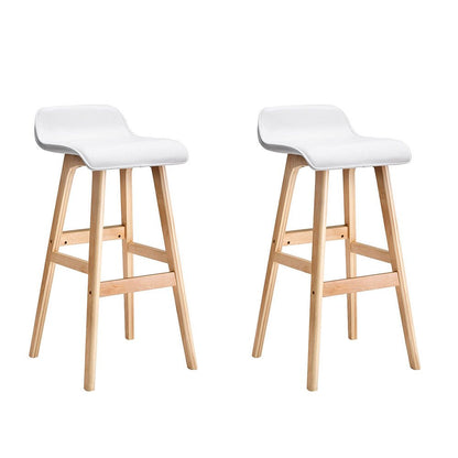 Milo Leather Bentwood Bar Stools 74cm White (Set of 2) - Barstool Express